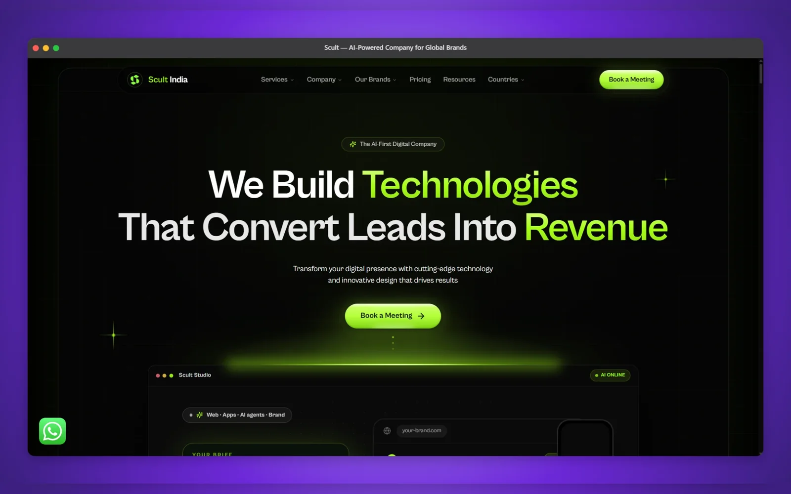 SCULT INDIA & Studio CRM — screenshot