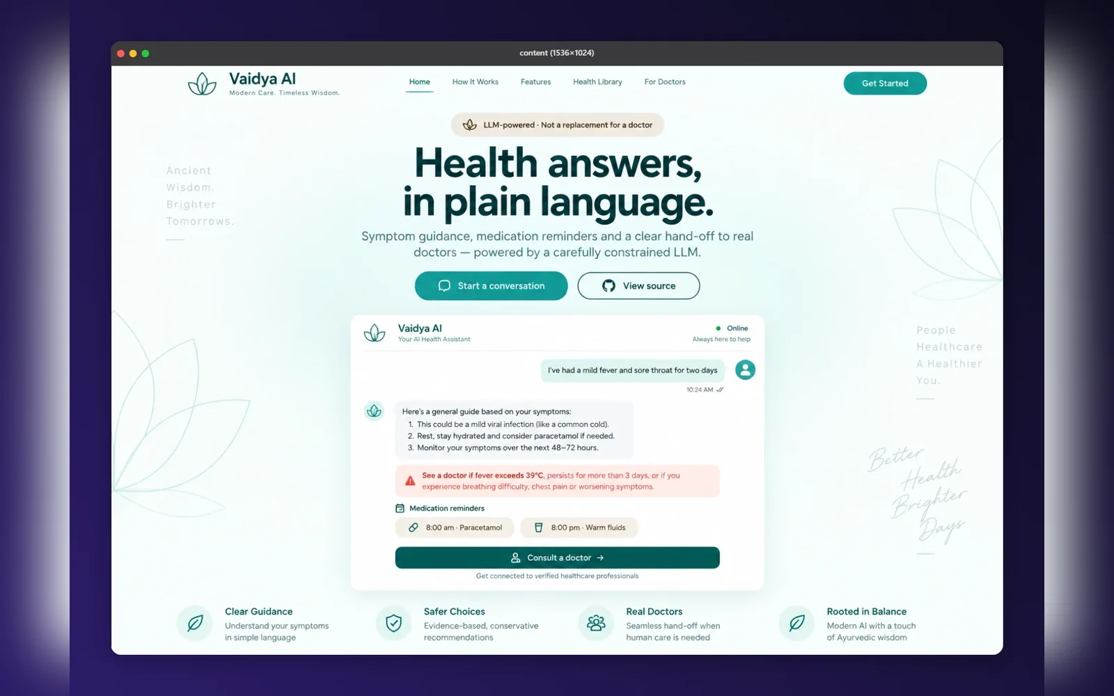 Vaidya AI — screenshot