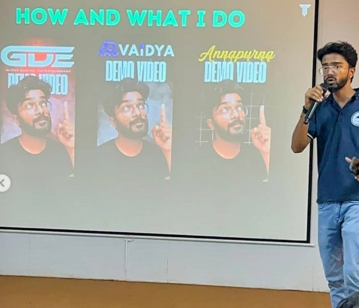 Pranjul Rathour presenting shipped AI products to students
